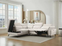 Vente-unique Sofá Relax|Sofá rinconera izquierda relax eléctrico en tejadas jaspeadas CADILO