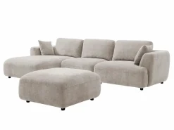 Vente-unique Sofá rinconera izquierda y puf en tejido TINDRALO Beige