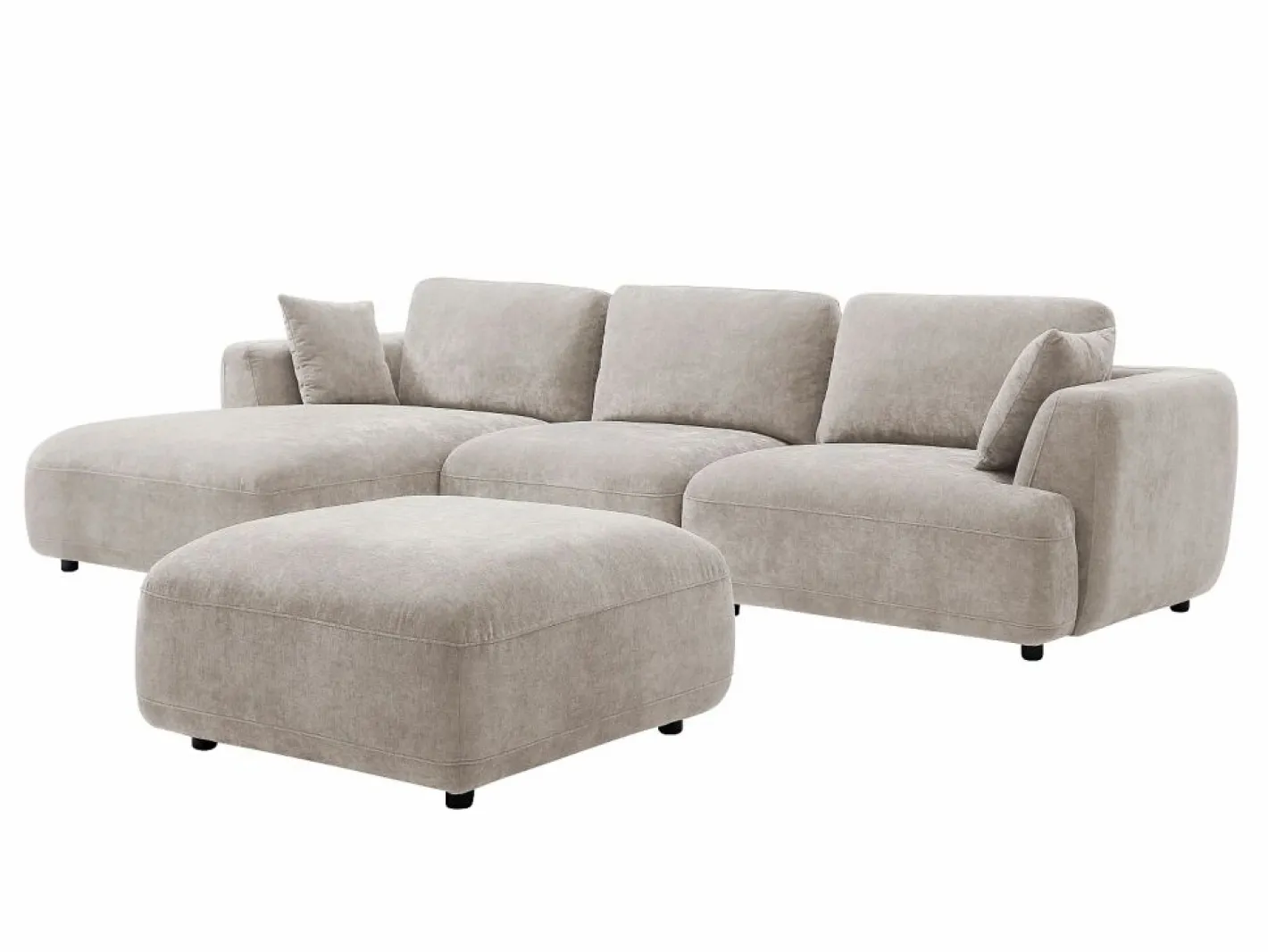Vente-unique Sofá rinconera izquierda y puf en tejido TINDRALO Beige