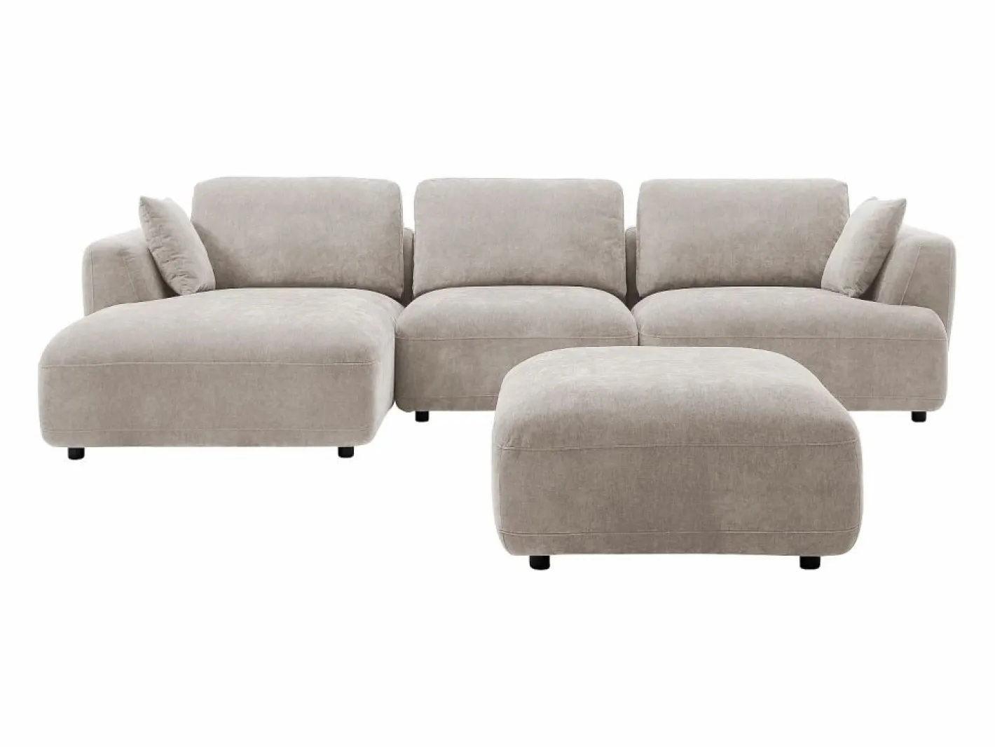 Vente-unique Sofá rinconera izquierda y puf en tejido TINDRALO Beige