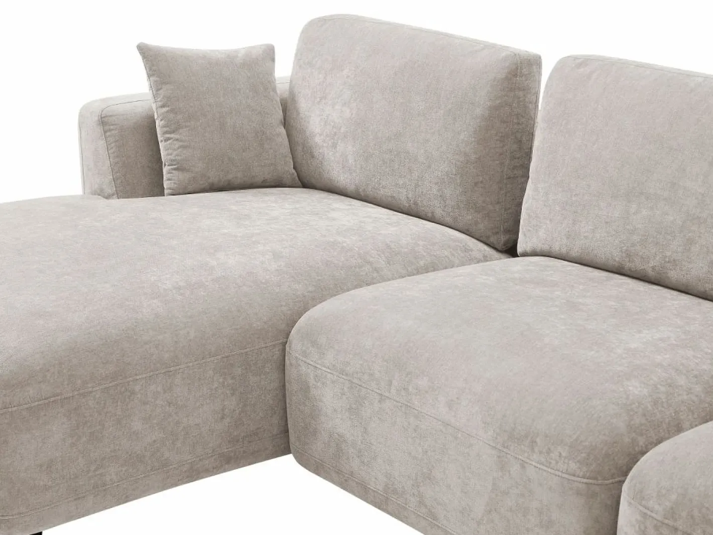 Vente-unique Sofá rinconera izquierda y puf en tejido TINDRALO Beige