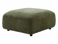 Vente-unique Sofá rinconera izquierda y puf de tela TINDRALO Verde Outlet