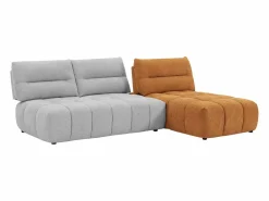 Vente-unique Sofá rinconera modular con respaldo desplazable en tejido gris claro y terracota APOLIU Gris claro / Terracota Discount