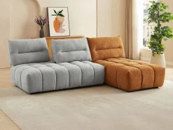 Vente-unique Sofá rinconera modular con respaldo desplazable en tejido gris claro y terracota APOLIU Gris claro / Terracota Discount