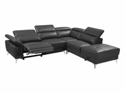 LINEA SOFA Sofá Relax|Sofá rinconera ángulo dcho eléctrico piel gris PASCALINE