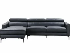 LINEA SOFA Sofá rinconera ángulo izquierdo piel,reposacabezas FLORENCE Negro Discount