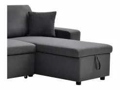 Vente-unique Sofá Xxl|Sofá rinconera panorámico convertible con almacenamiento y pufs en tejido antracita SELIM