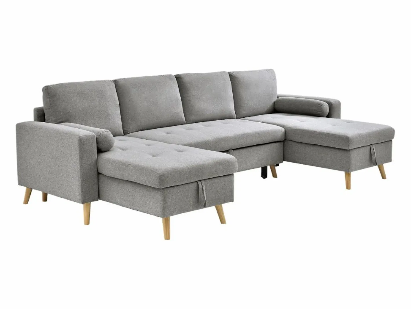 Vente-unique Sofá Escandinavo|Sofá Xxl|Sofá rinconera panorámico convertible en tela KORI