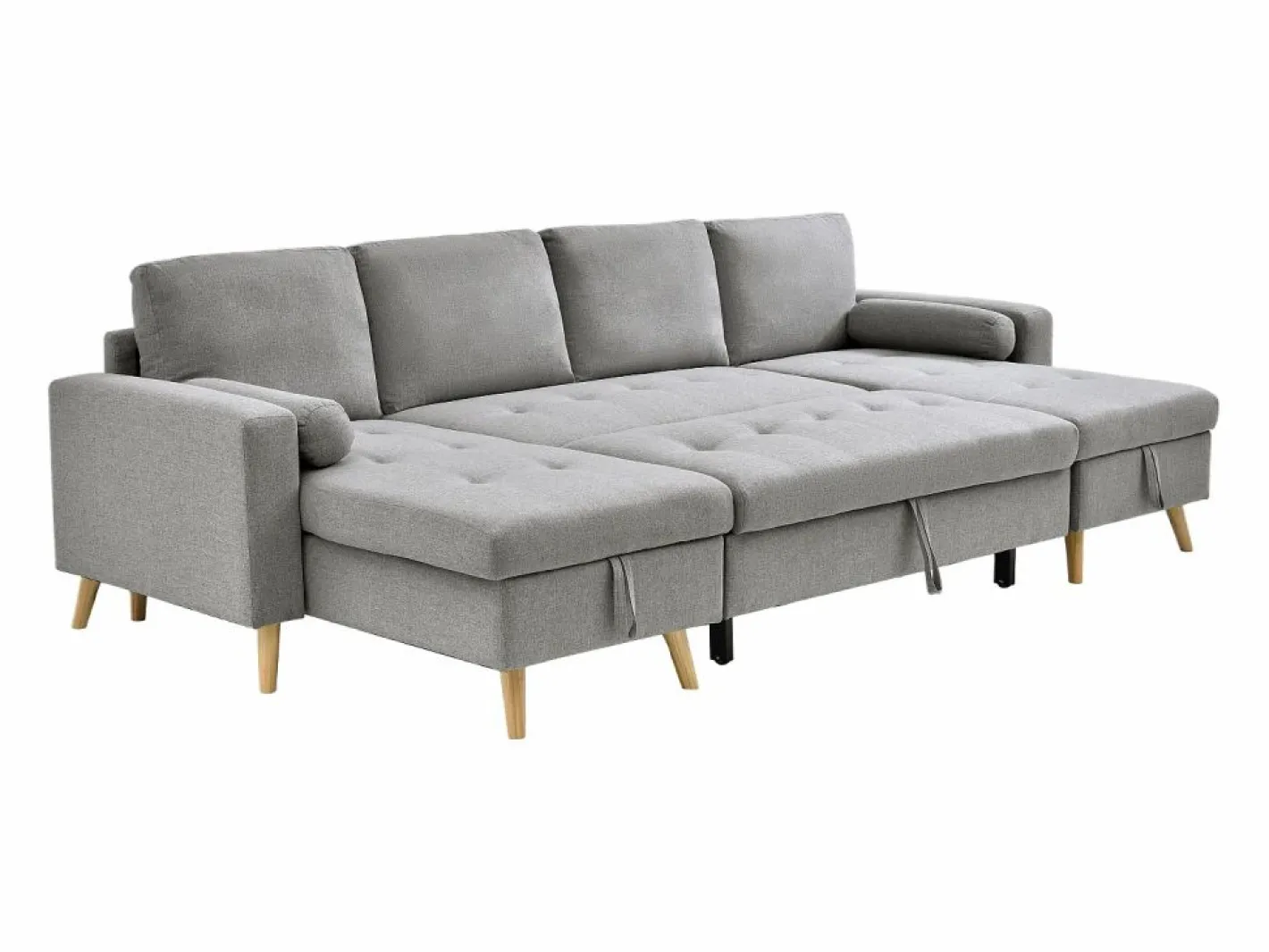Vente-unique Sofá Escandinavo|Sofá Xxl|Sofá rinconera panorámico convertible en tela KORI