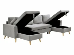Vente-unique Sofá Escandinavo|Sofá Xxl|Sofá rinconera panorámico convertible en tela KORI