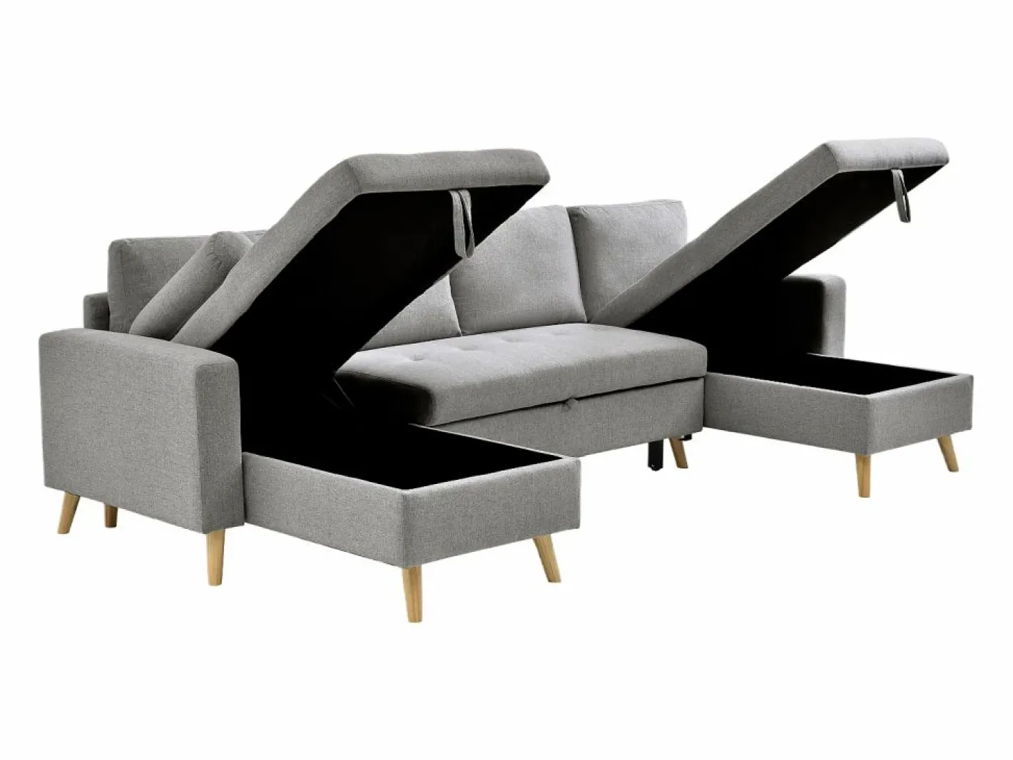 Vente-unique Sofá Escandinavo|Sofá Xxl|Sofá rinconera panorámico convertible en tela KORI
