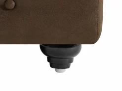 Vente-unique Sofá rinconera panorámico de microfibra con aspecto de cuero envejecido CHESTERFIELD Marru00f3n Clearance