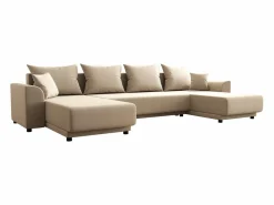 Vente-unique Sofá Cama|Sofá Xxl|Sofá rinconera panorámico de tela NESSARO