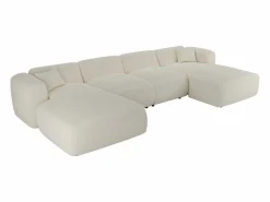 Maison Céphy Sofá rinconera panorámico en tela bouclé - - POGNI de Blanco Discount