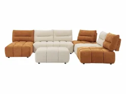 Sofá rinconera panorámico modular y puf con respaldo avanzar-retroceder beige y terracota APOLIU^Vente-unique Best