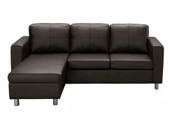 Vente-unique Todos Los Sofás|Sofá - 4 Plazas|Sofá rinconera piel sintética color marrón ACKLEY