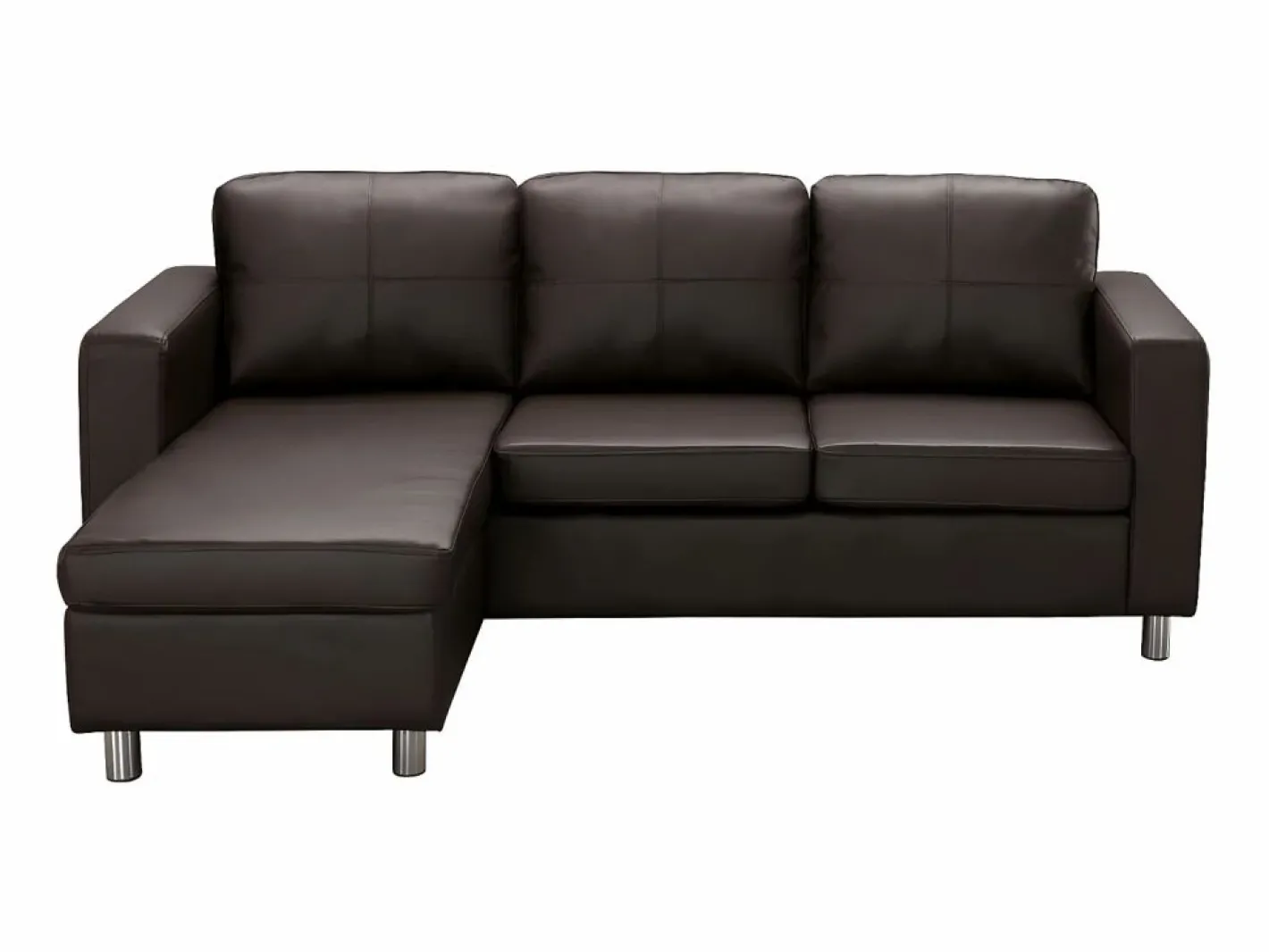Vente-unique Todos Los Sofás|Sofá - 4 Plazas|Sofá rinconera piel sintética color marrón ACKLEY
