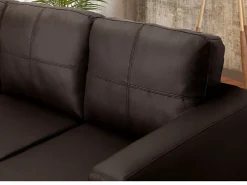 Vente-unique Todos Los Sofás|Sofá - 4 Plazas|Sofá rinconera piel sintética color marrón ACKLEY