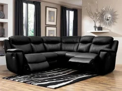 Vente-unique Sofá rinconera relax de Cuero vacuno color EVASION Negro Discount