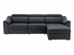 LINEA SOFA Sofá rinconera relax de piel de calidad superior - Ángulo derecho - PEDRERA Negro Discount