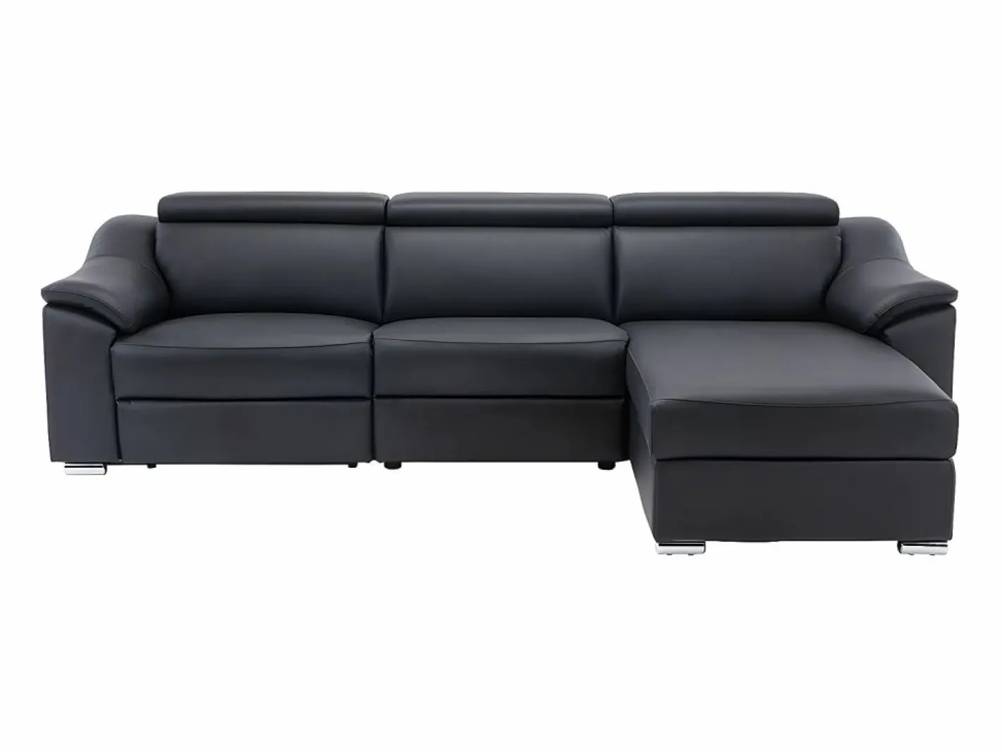 LINEA SOFA Sofá rinconera relax de piel de calidad superior - Ángulo derecho - PEDRERA Negro Discount
