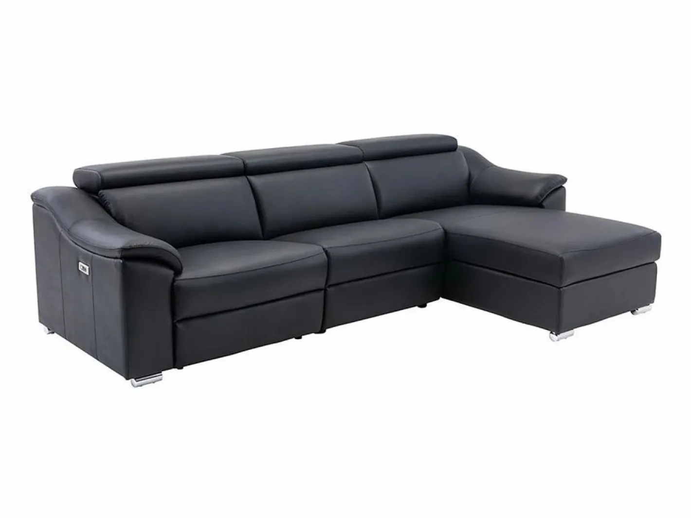 LINEA SOFA Sofá rinconera relax de piel de calidad superior - Ángulo derecho - PEDRERA Negro Discount