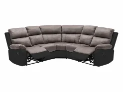 Sofá rinconera relax: manual gris y negro de microfibra y piel sintética TOLZANO^Vente-unique Sale