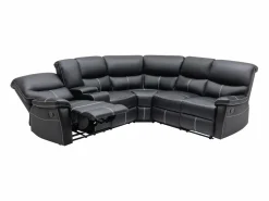 Sofá rinconera relax: manual de piel sintética negra CANBY^Vente-unique Discount