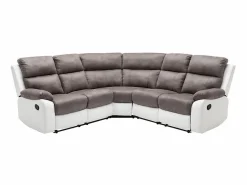 Sofá rinconera relax: manual gris y blanco de microfibra y piel sintética TOLZANO^Vente-unique Sale