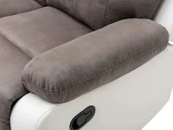 Sofá rinconera relax: manual gris y blanco de microfibra y piel sintética TOLZANO^Vente-unique Sale