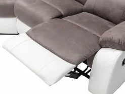 Sofá rinconera relax: manual gris y blanco de microfibra y piel sintética TOLZANO^Vente-unique Sale