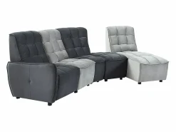 Sofá rinconera relax modular de terciopelo gris claro y antracita ALFORD^Vente-unique Hot