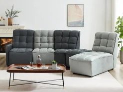 Sofá rinconera relax modular de terciopelo gris claro y antracita ALFORD^Vente-unique Hot