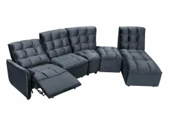 Vente-unique Sofá rinconera relax modular de terciopelo antracita ALFORD Gris antracita Discount