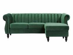 Vente-unique Sofá rinconera reversible de terciopelo estilo charme francés vintage TRUMBO Verde pino Online