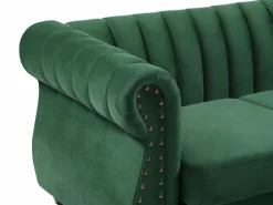 Vente-unique Sofá rinconera reversible de terciopelo estilo charme francés vintage TRUMBO Verde pino Online