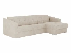 Vente-unique Sofá rinconera reversible de apertura rápida de tela colchón de 14 cm DARIELO Beige Hot