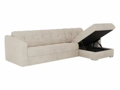 Vente-unique Sofá rinconera reversible de apertura rápida de tela colchón de 14 cm DARIELO Beige Hot