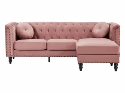 Sofá rinconera reversible de terciopelo capitoné Rojo viejo TURNER^Vente-unique Discount