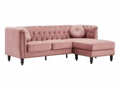 Sofá rinconera reversible de terciopelo capitoné Rojo viejo TURNER^Vente-unique Discount