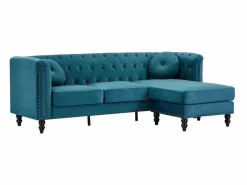 Sofá rinconera reversible de terciopelo capitoné verde azulado TURNER^Vente-unique Best