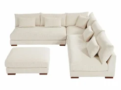 Vente-unique Sofá rinconera reversible y puf de pana SPERONE de Pascal Morabito Beige Clearance