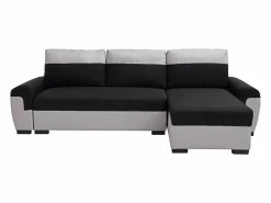 Vente-unique Sofá rinconera reversible de tela y gris claro GABY II Negro Best