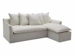Maison Céphy Sofá rinconera reversible de tela beige jaspeada PENIOLA de Beige / Blanco Outlet