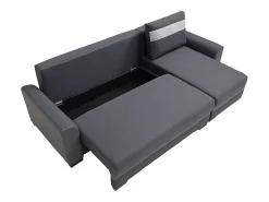 Vente-unique Sofá rinconera reversible de tela y cuero sintético antracita GIANY II Gris antracita Clearance