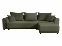 Vente-unique Sofá De Terciopelo|Sofá - 4 Plazas|Sofá rinconera reversible de pana verde NESSARO