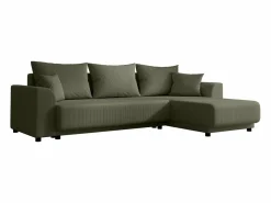 Vente-unique Sofá De Terciopelo|Sofá - 4 Plazas|Sofá rinconera reversible de pana verde NESSARO