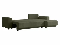 Vente-unique Sofá De Terciopelo|Sofá - 4 Plazas|Sofá rinconera reversible de pana verde NESSARO
