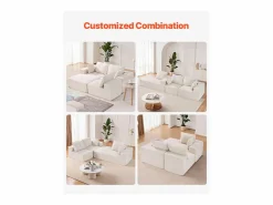 Sofá Modular|Sofá Seccional Modular SucceBuy en Forma de L con Chaise Longue y Cojín