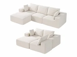Sofá Modular|Sofá Seccional Modular SucceBuy en Forma de L con Chaise Longue y Cojín